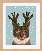 Framed Calico Cat and Antlers