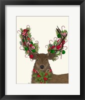 Framed Deer, Candy Cane Wreath