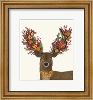 Framed Deer, Cranberry and Orange Wreath