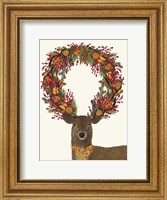 Framed Deer, Cranberry and Orange Wreath, Full
