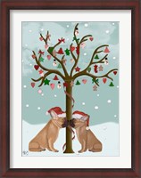 Framed French Bulldogs and Christmas Tree