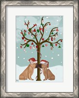 Framed French Bulldogs and Christmas Tree