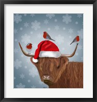 Framed Highland Cow and Robins