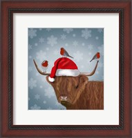 Framed Highland Cow and Robins