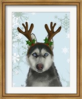 Framed Husky and Antlers