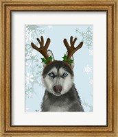 Framed Husky and Antlers