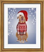 Framed Pitbull in Christmas Sweater