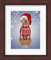 Framed Pitbull in Christmas Sweater