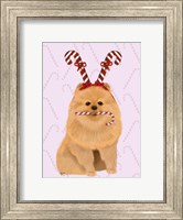 Framed Pomeranian and Candy Canes