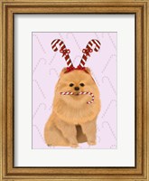Framed Pomeranian and Candy Canes