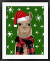 Framed Llama, Christmas Hat