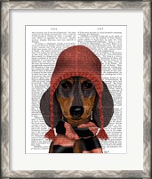 Framed Dachshund in Pink Hat and Scarf