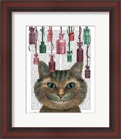 Framed Cheshire Cat and Bottles