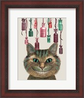 Framed Cheshire Cat and Bottles