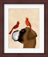 Framed Boxer and Red Cardinals