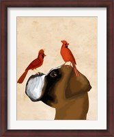 Framed Boxer and Red Cardinals