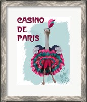 Framed Ostrich, Can Can in Pink and Turquoise