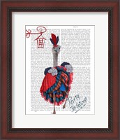 Framed Ostrich, Can Can in Red and Blue