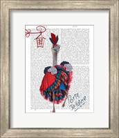 Framed Ostrich, Can Can in Red and Blue