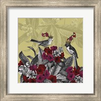 Framed 'Blooming Birds, Azalea' border=