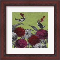 Framed Blooming Birds, Chrysanthemum 1