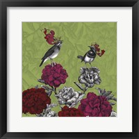 Framed 'Blooming Birds, Rhododendron' border=