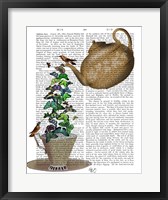 Framed Teapot, Cup and Butterflies