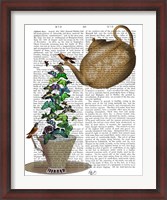 Framed Teapot, Cup and Butterflies
