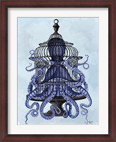 Framed Blue Octopus in Cage