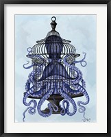 Framed Blue Octopus in Cage