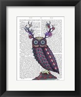 Framed Owl with Psychedelic Antlers