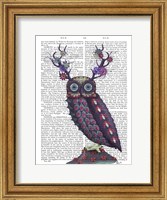 Framed Owl with Psychedelic Antlers