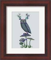 Framed Owl on Mushrooms