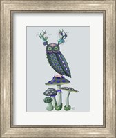 Framed Owl on Mushrooms