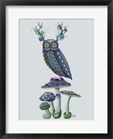 Framed Owl on Mushrooms