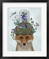 Framed Fox with Butterfly Bell Jar