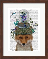 Framed Fox with Butterfly Bell Jar