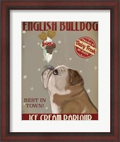 Framed English Bulldog Ice Cream