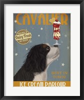 Framed Cavalier King Charles, Black White, Ice Cream