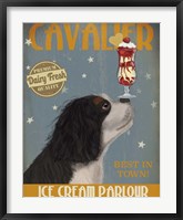 Framed Cavalier King Charles, Black White, Ice Cream