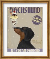 Framed Dachshund, Black and Tan, Ice Cream