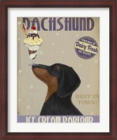 Framed Dachshund, Black and Tan, Ice Cream