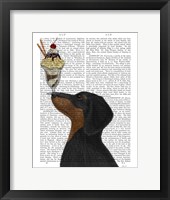 Framed Dachshund, Black and Tan, Ice Cream