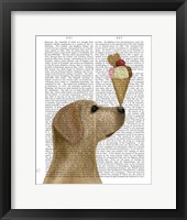 Framed Yellow Labrador Ice Cream