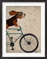 Framed Basset Hound on Bicycle