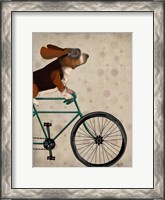 Framed Basset Hound on Bicycle