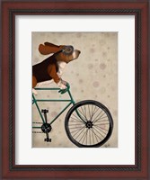 Framed Basset Hound on Bicycle