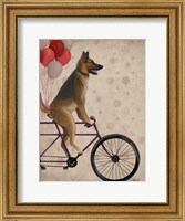 Framed German Shepherd on Bicycle