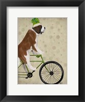 Framed St Bernard on Bicycle