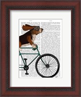 Framed Basset Hound on Bicycle